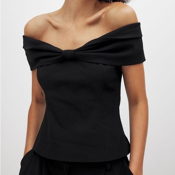 Bow detail off shoulder top - Picture 2 of 4